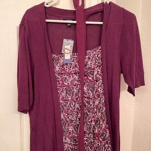 NWT Apt 9 Purple Ruffled Twofer Layered Look Size L